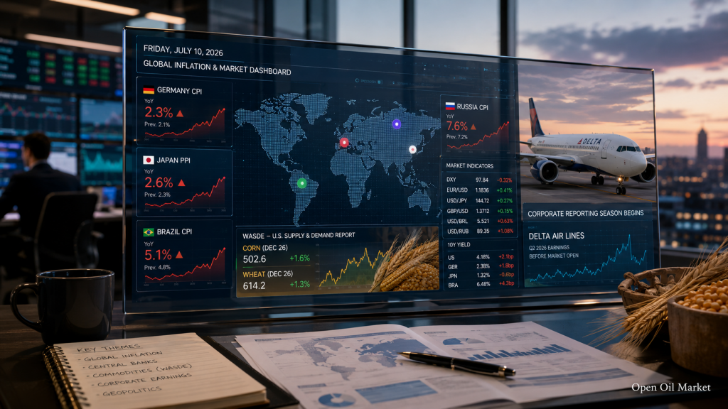 Inflation in Deutschland, Russland und Brasilien, PPI Japan, WASDE und Delta Air Lines Bericht — die Hauptereignisse am 10. Juli 2026