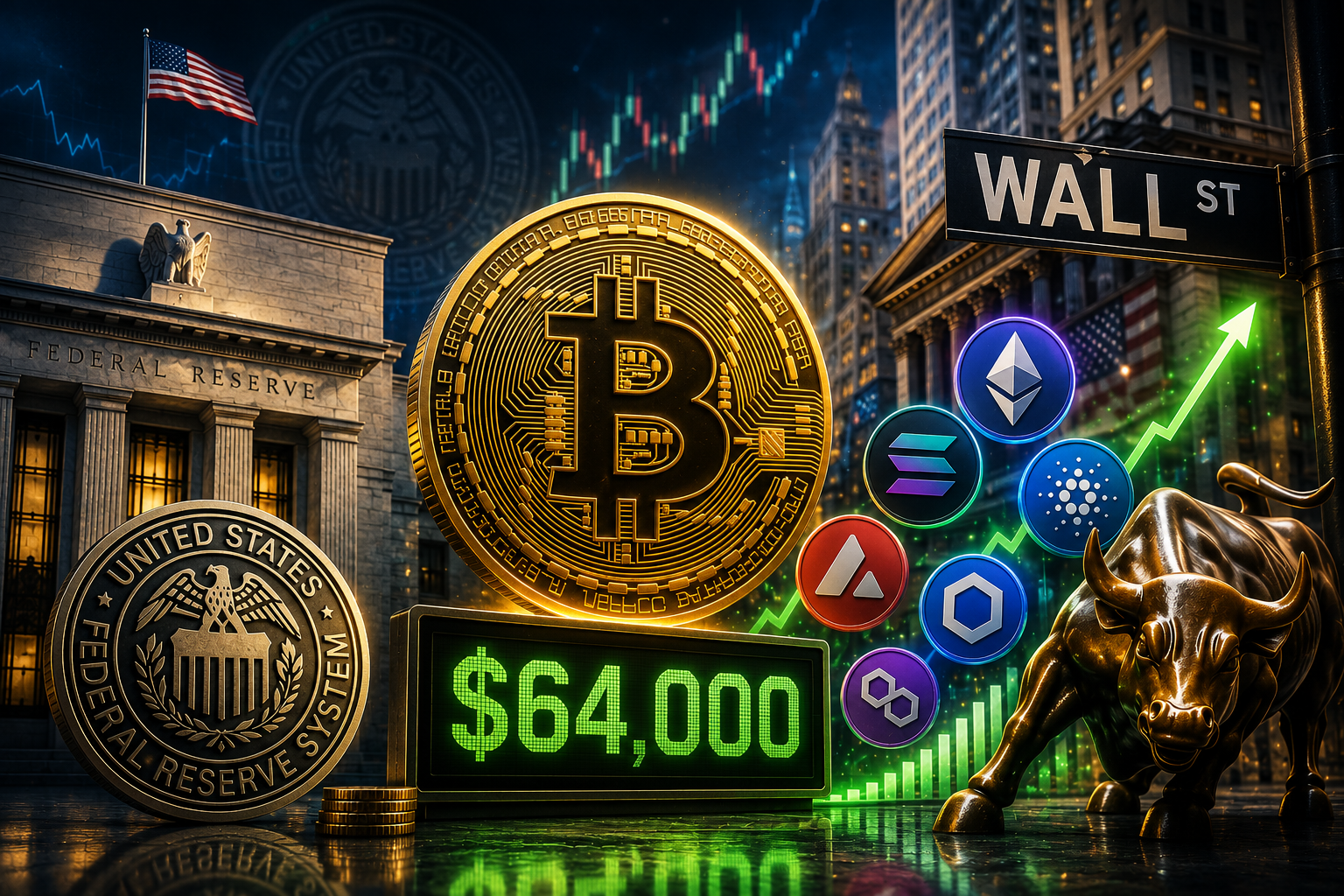 Kryptowährungsnachrichten, Donnerstag, 30. Juli 2026: Markt erwartet Urteil der Fed, Bitcoin hält $64.000 und Wall Street engagiert sich in Altcoins