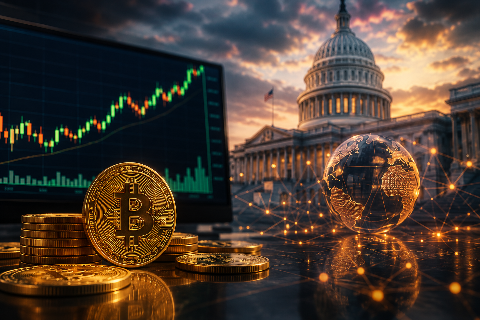 Neuigkeiten über Kryptowährungen: Donnerstag, 6. August 2026 – Bitcoin festigt sich über 64.000 $, US-Senat bringt CLARITY Act zur entscheidenden Abstimmung.