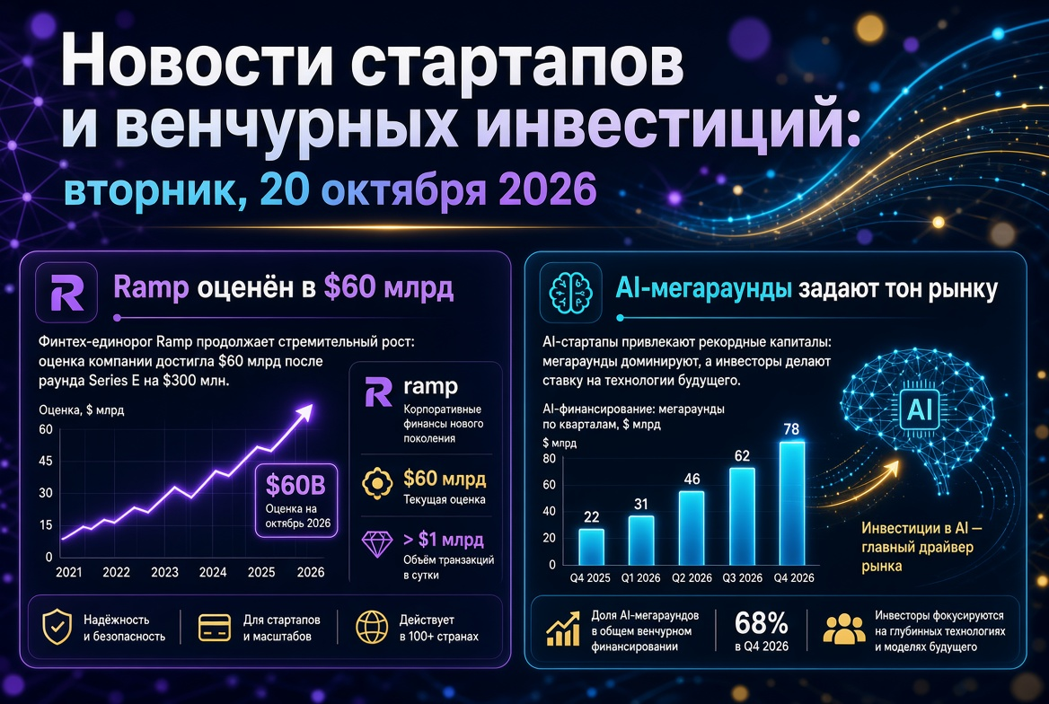Nachrichten über Startups und Risikokapitalinvestitionen: Dienstag, 20. Oktober 2026 – Ramp wird auf 60 Milliarden USD geschätzt, AI-Megafonds setzen den Ton am Markt.