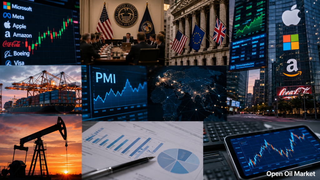 Investorenkalender 27–31 Juli 2026 — Fed Zins, BIP USA und Eurozone, PCE Inflation, Bank of England, PMI China, OPEC+ und Unternehmensberichterstattung von S&P 500, Euro Stoxx 50, Nikkei 225, MOEX