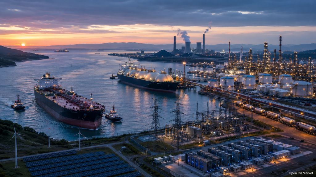 Nachrichten Öl-Gas und Energie 2. Juni 2026: Öltanker in strategischer Meerenge, LNG-Terminal, Raffinerie, Stromnetze, Rechenzentrum, EE und Kohleverstromung