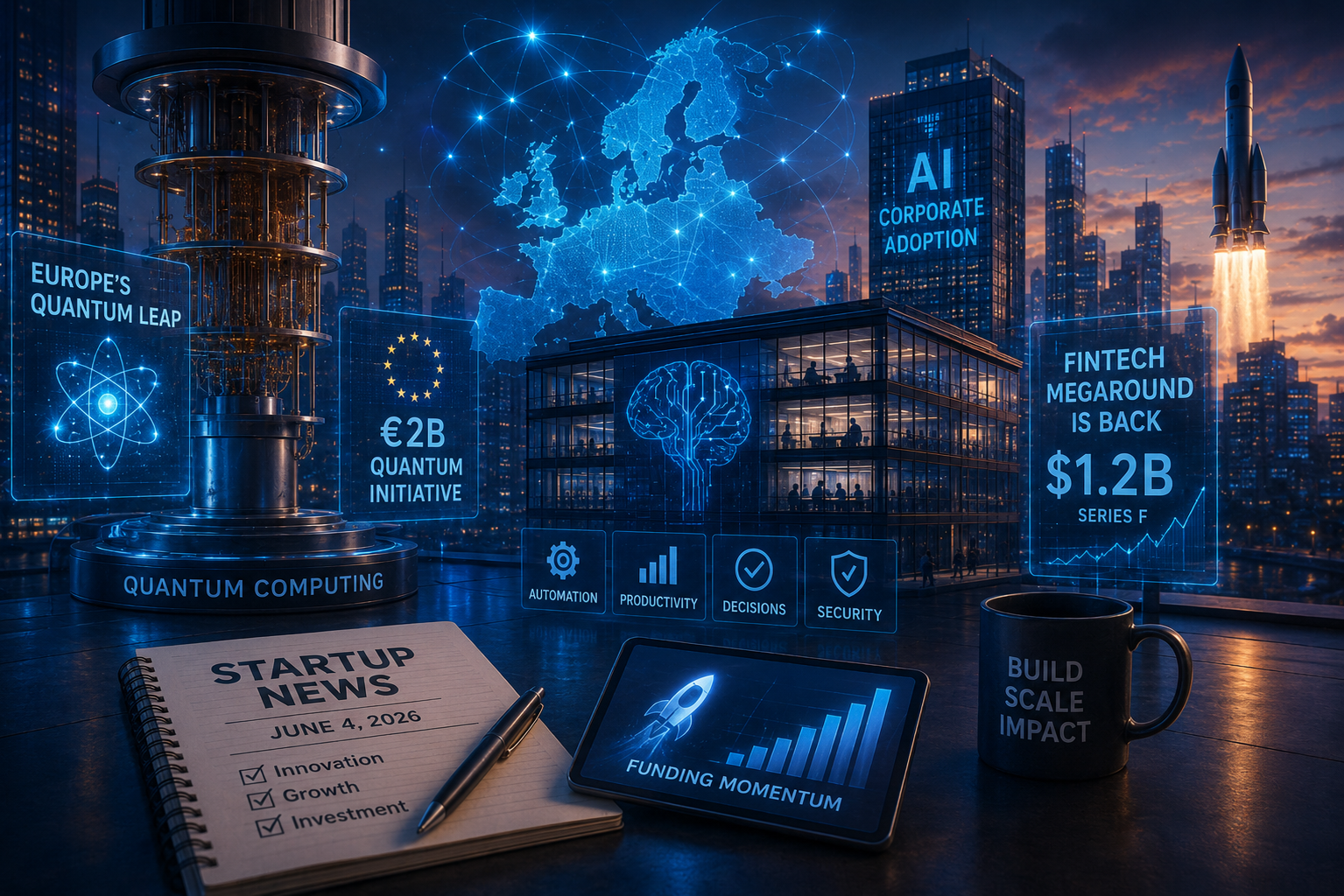 Startup-News und Venture-Capital-Investitionen, Donnerstag, 4. Juni 2026: Europas Quantendurchbruch, Corporate AI und die Rückkehr der Fintech-Megarunden