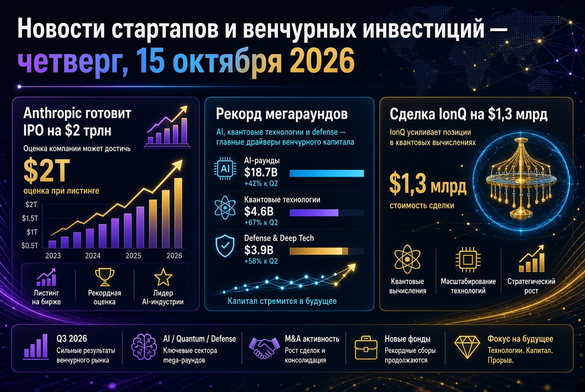 Neuigkeiten zu Startups und Venture Capital – Donnerstag, 15. Oktober 2026: Anthropic bereitet IPO über 2 Billionen Dollar vor, Rekord bei Mega-Runden und der Deal von IonQ über 1,3 Milliarden Dollar