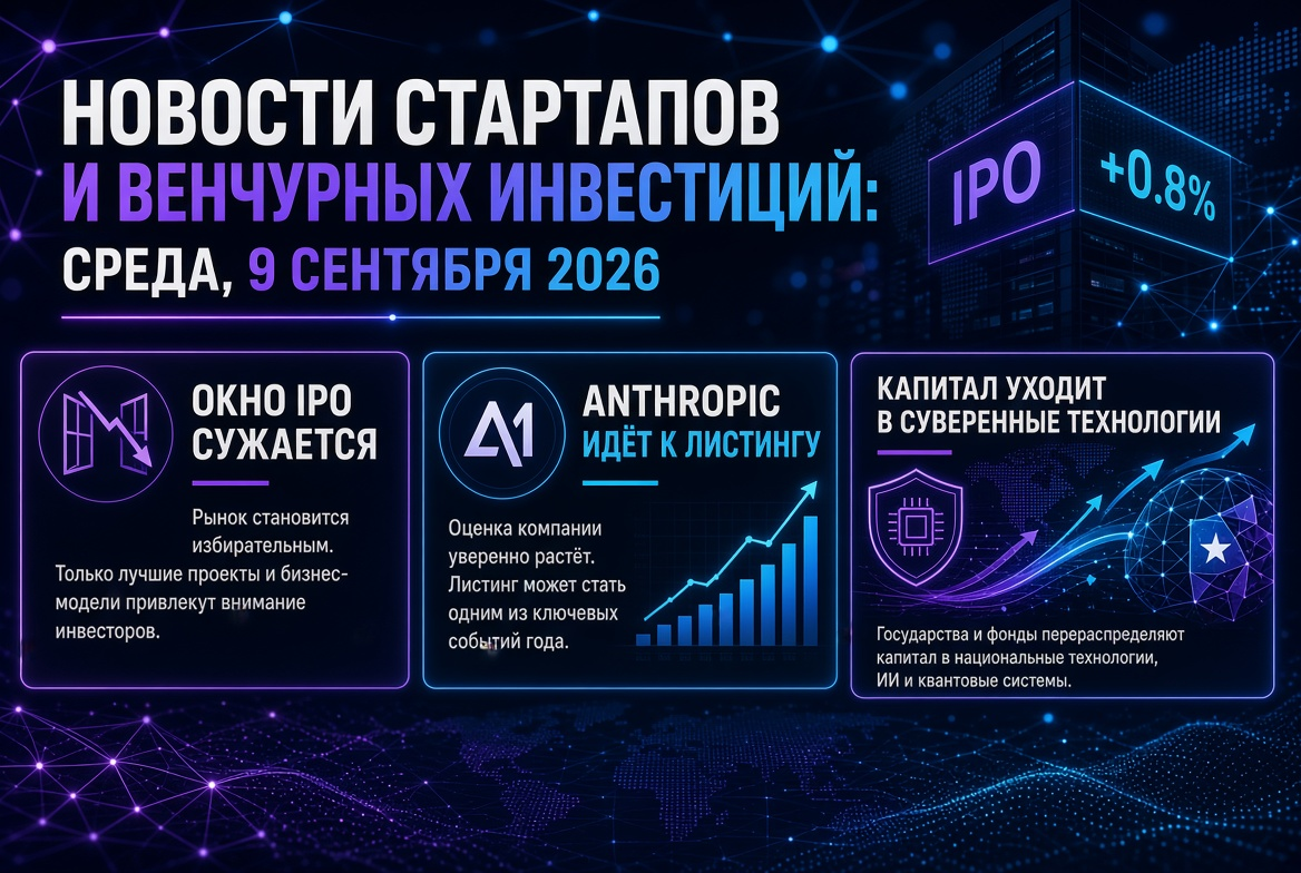Nachrichten über Startups und Venture Capital: Mittwoch, 9. September 2026 — IPO-Fenster verengt sich, Anthropic geht an die Börse, Kapital fließt in souveräne Technologien